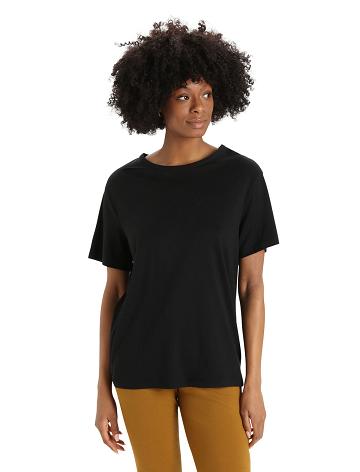 Dámské Tričko Icebreaker Merino Granary Krátké Sleeve Černé | CZ 1364RVDW